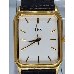 TFX by Bulova Men's Leather Band Quartz Square Watch 87a32